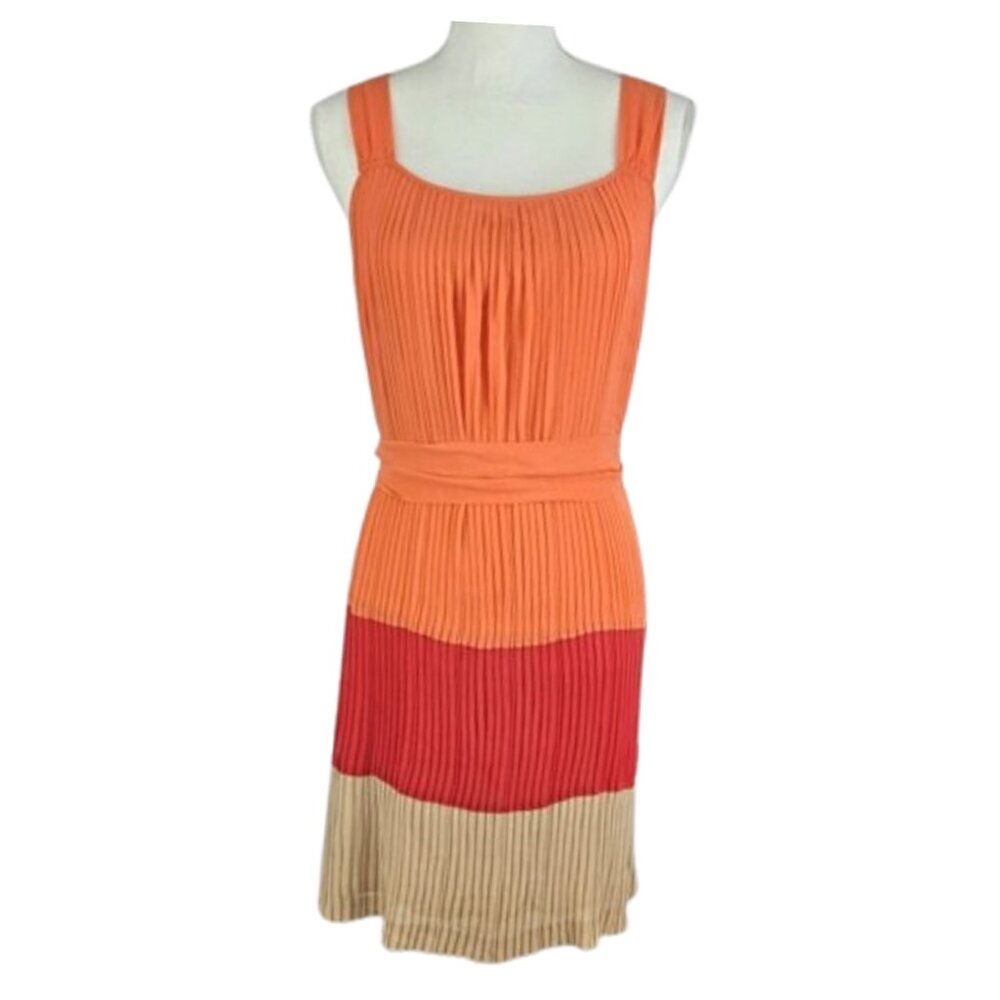Women’s Pleated Colorblock Sleeveless Belted Dress Size 6